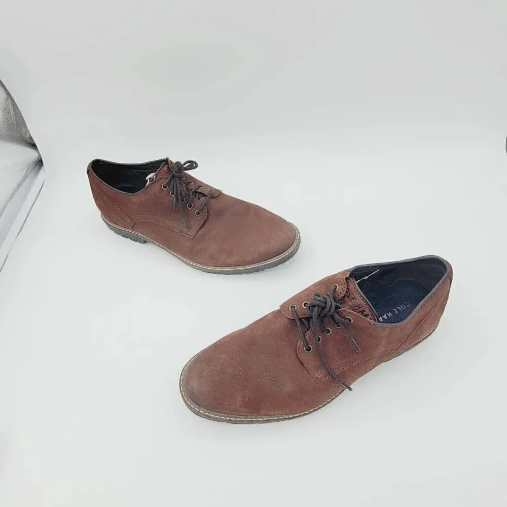 Cole Haan Nathan Plain Toe Men's Oxford Lace Up Casual Shoe C30634 Brown 11.5M